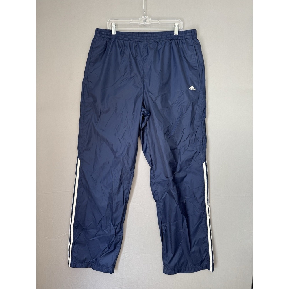 Vintage Adidas Track Pants Mens XL Navy Blue Striped Mesh Windbreaker 90s Y2K